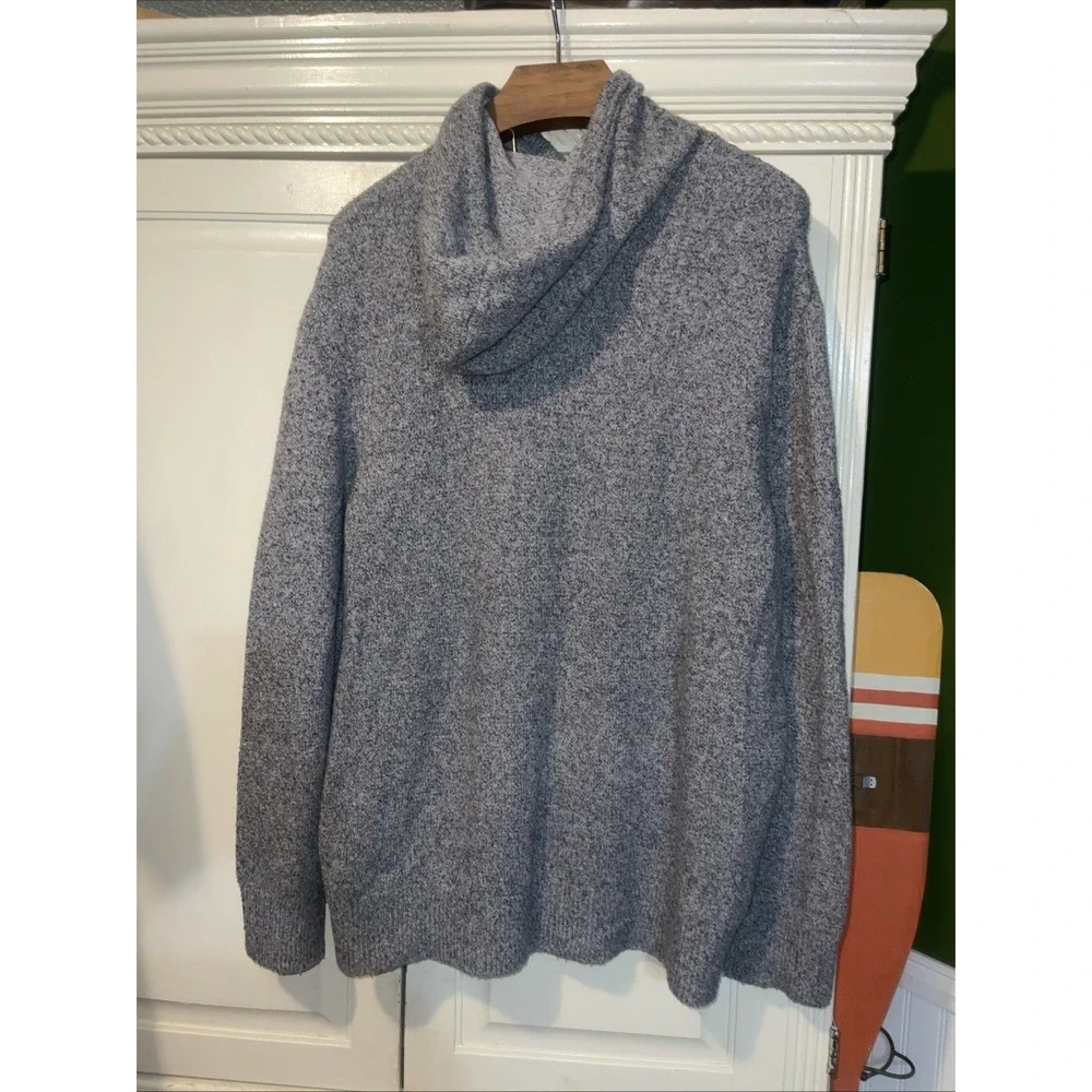 Allsaints Hoodie Pullover Sweater Men M Gray Speckled Kangaroo Pocket Long Sleev